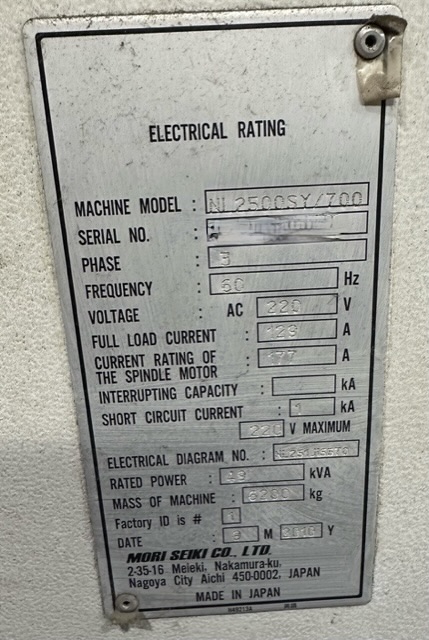 DMG-Mori NL2500SY/700, Machine ID: 8692